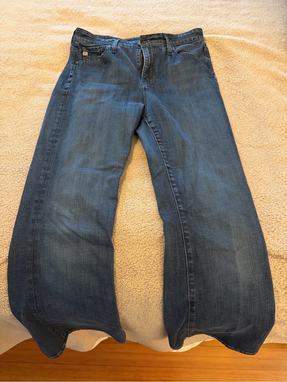 Ag Adriano Goldschmied Dark Blue Wide-Leg Jeans